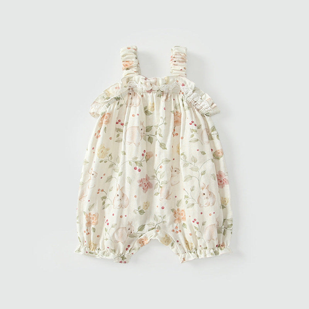 MyKids-USA® Sleeveless Floral Pattern Strap Rompers with Hat for Stylish Girls