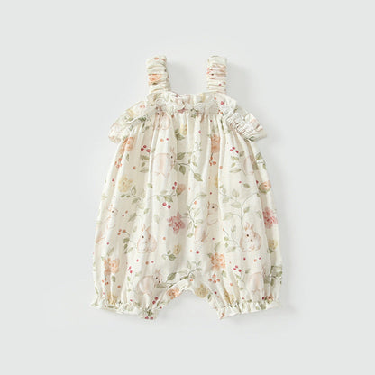 MyKids-USA® Sleeveless Floral Pattern Strap Rompers with Hat for Stylish Girls