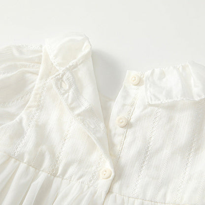 MyKids-USA® Baby Girls Cute Solid Color Floral Embroidery Short Sleeves Dress Design bodysuit