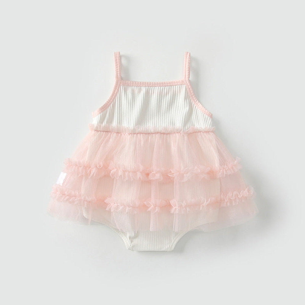 MyKids-USA® Baby Girls Cute Color Patchwork Butterfly Pattern Sleeveless Tulle Dress Design bodysuit
