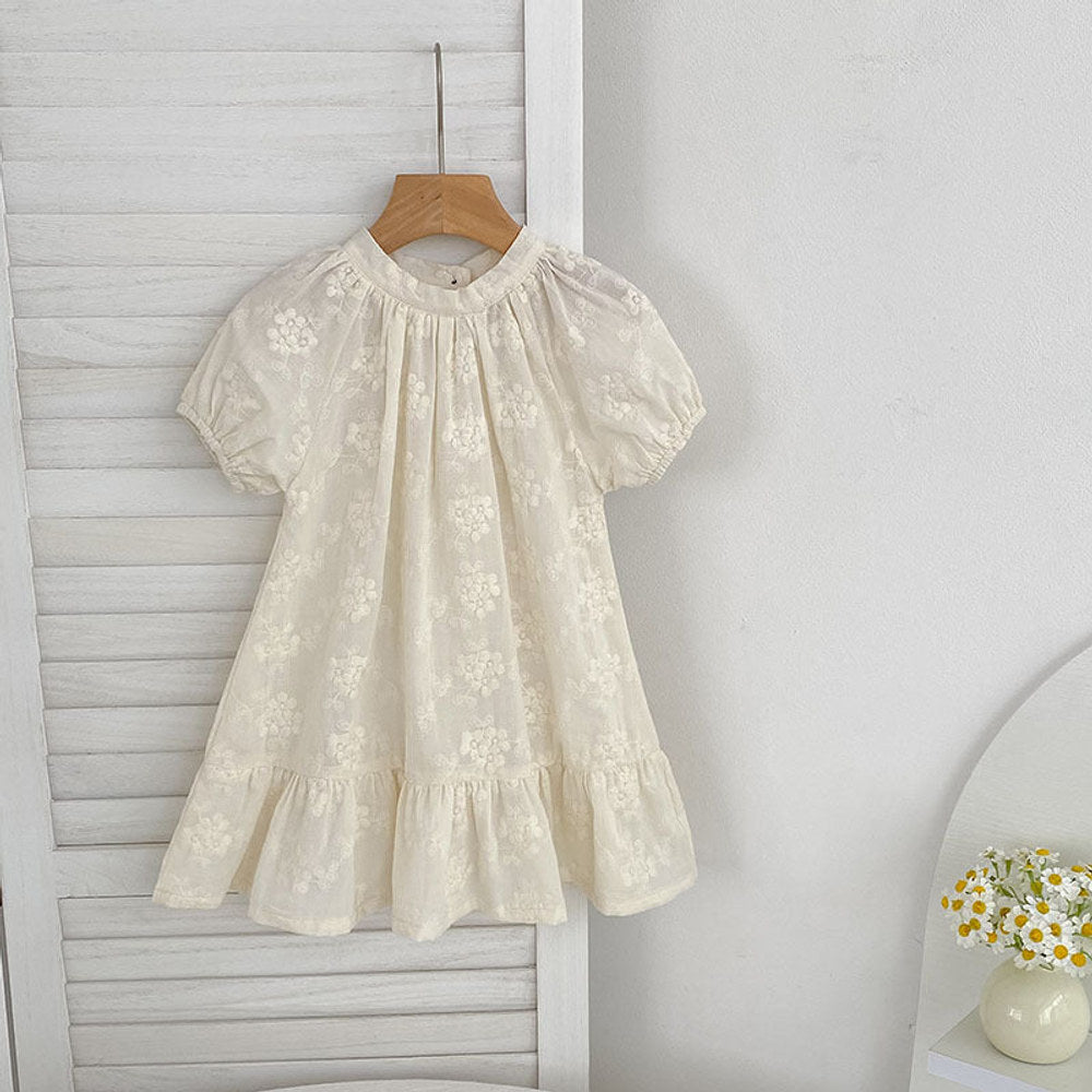 MyKids-USA® Girls Solid Color Flowers Embroidery Short Sleeves bodysuit or Girls’ Dress – Princess Sister Matching