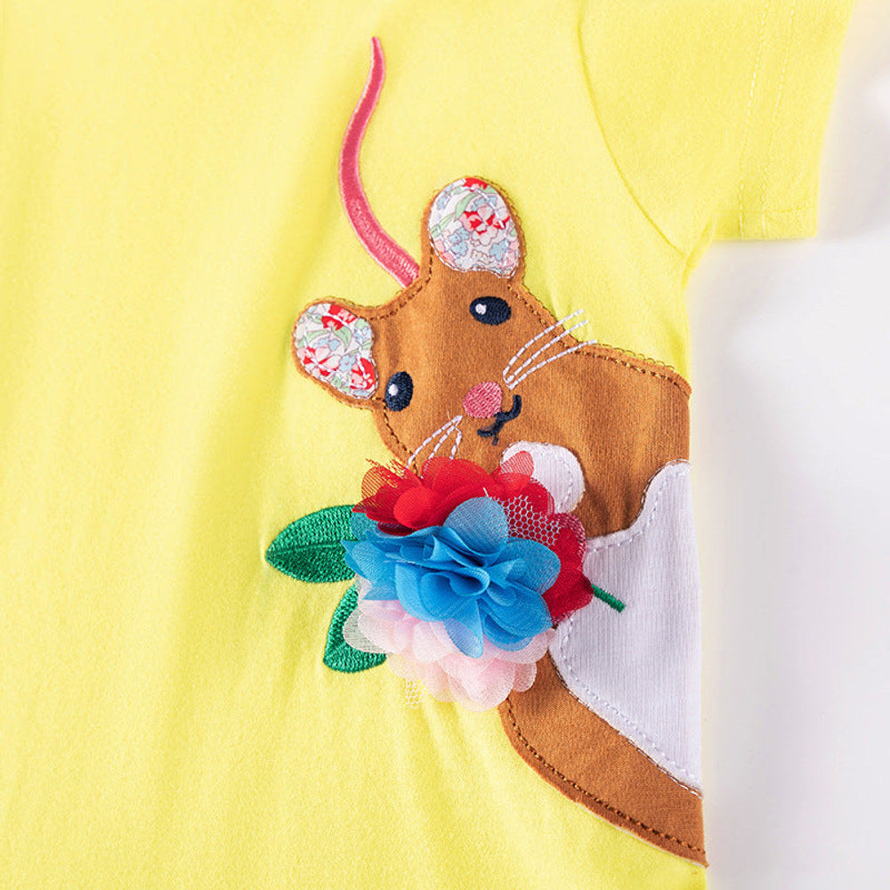 MyKids-USA® Animals Cartoon Pattern Short Sleeves Dress for Stylish Girls
