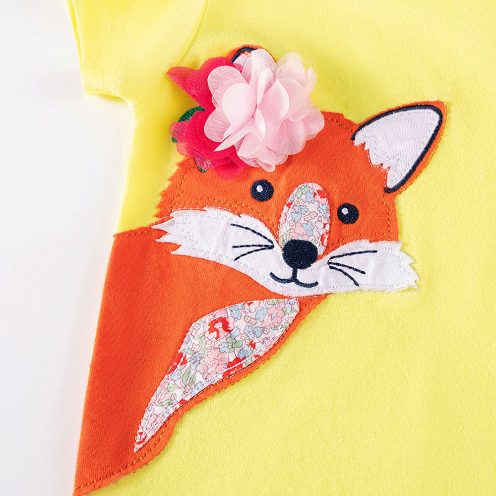 MyKids-USA® Animals Cartoon Pattern Short Sleeves Dress for Stylish Girls