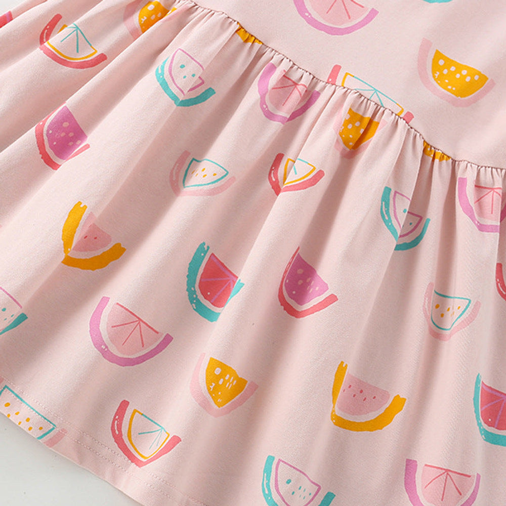 MyKids-USA® Watermelons Fruits Pattern Short Sleeves Dress for Stylish Girls