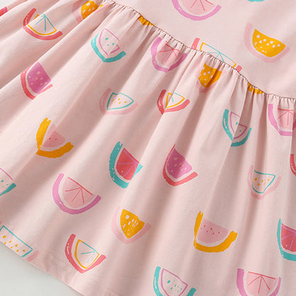 MyKids-USA® Watermelons Fruits Pattern Short Sleeves Dress for Stylish Girls