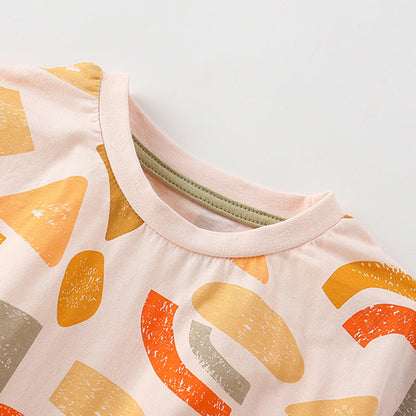 MyKids-USA® Baby Kids Geometric Pattern T-shirt and Shorts Clothing Set for Boys