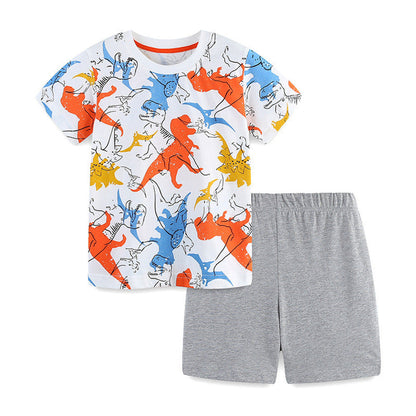 MyKids-USA® Baby Kids Colorful Dinosaurs Pattern T-shirt and Shorts Clothing Set for Boys