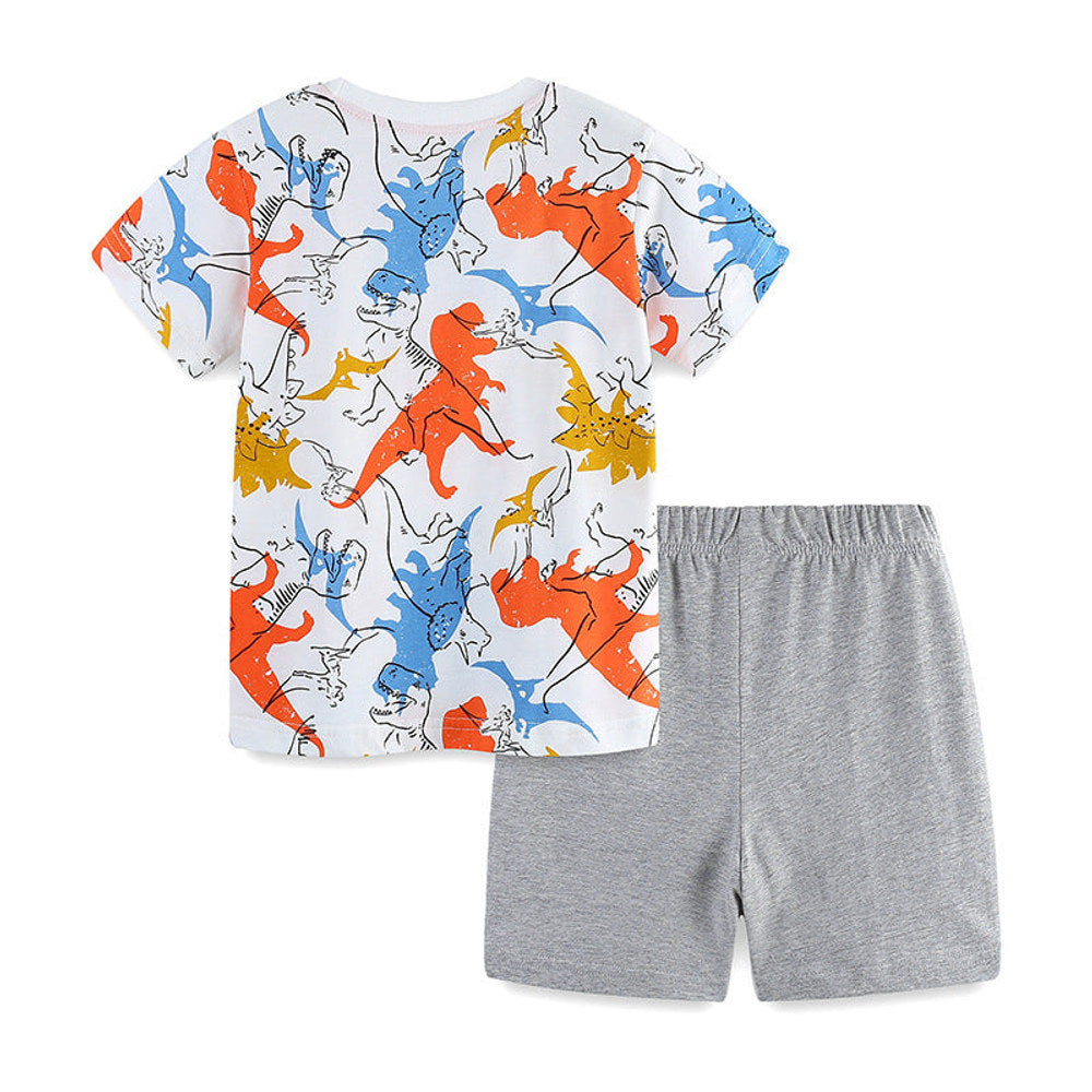 MyKids-USA® Baby Kids Colorful Dinosaurs Pattern T-shirt and Shorts Clothing Set for Boys
