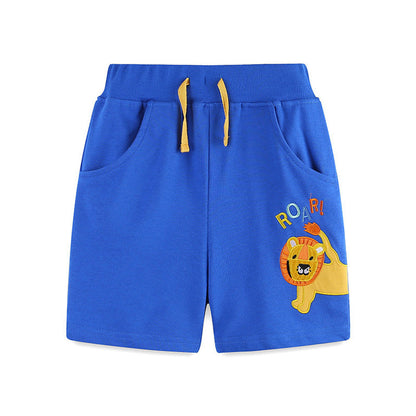 MyKids-USA® Kids Boys Cotton Casual Style Cartoon Lion and Letters Pattern Shorts