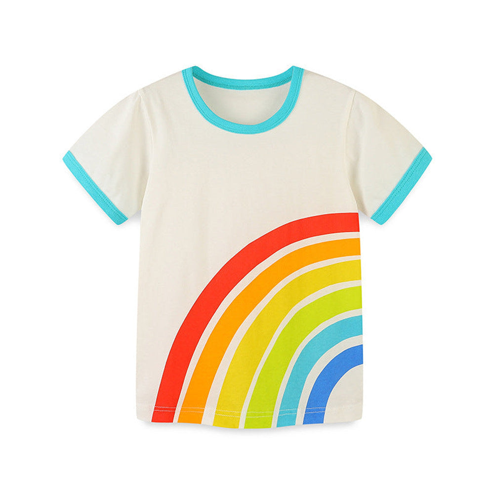 MyKids-USA® Boys’ Colorful Rainbow Pattern T-shirt in European and American Style