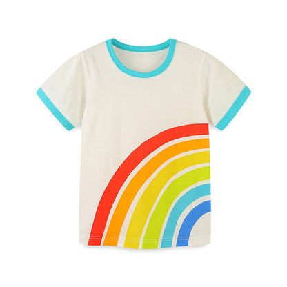 MyKids-USA® Boys’ Colorful Rainbow Pattern T-shirt in European and American Style