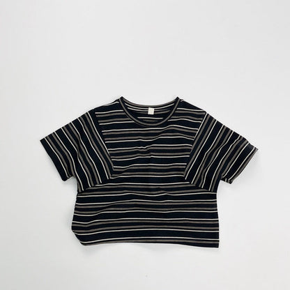 MyKids-USA® Kids Unisex Comfortable Short Sleeves Striped Pattern Top Casual T-shirt