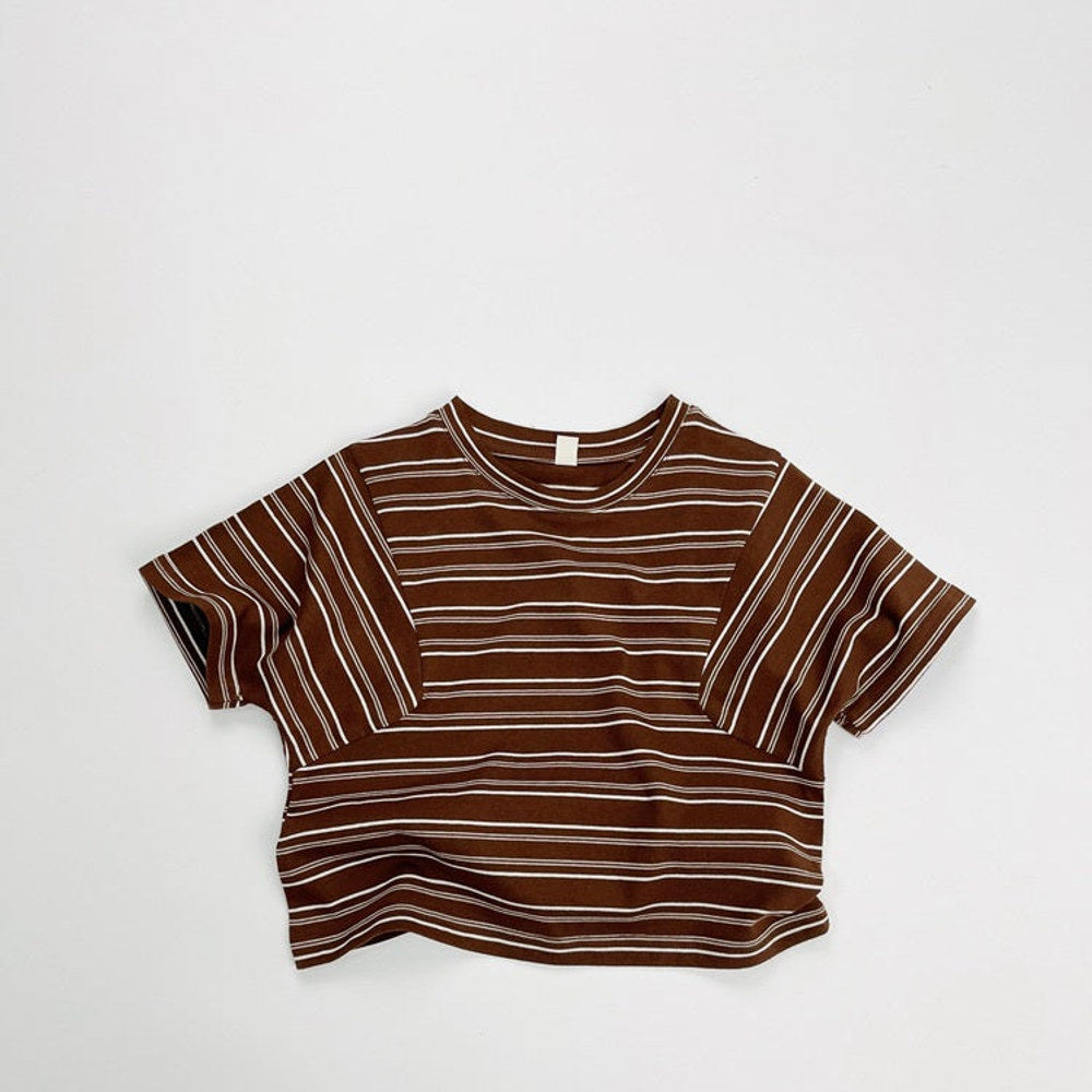 MyKids-USA® Kids Unisex Comfortable Short Sleeves Striped Pattern Top Casual T-shirt