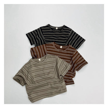 MyKids-USA® Kids Unisex Comfortable Short Sleeves Striped Pattern Top Casual T-shirt