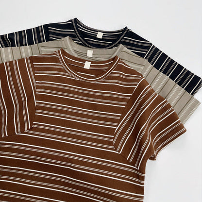 MyKids-USA® Kids Unisex Comfortable Short Sleeves Striped Pattern Top Casual T-shirt