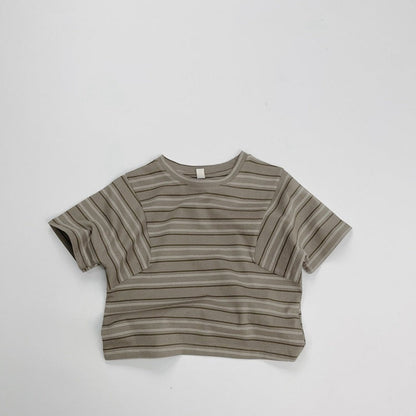 MyKids-USA® Kids Unisex Comfortable Short Sleeves Striped Pattern Top Casual T-shirt