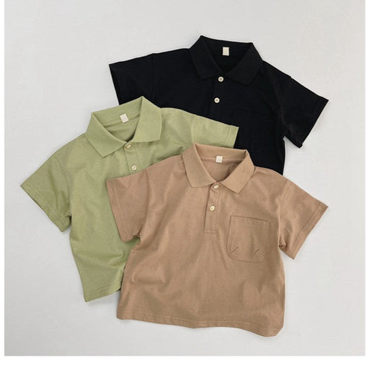 MyKids-USA® Kids Unisex Minimalist and Versatile Short Sleeves Turn-down Collar Children’s Polo Shirt