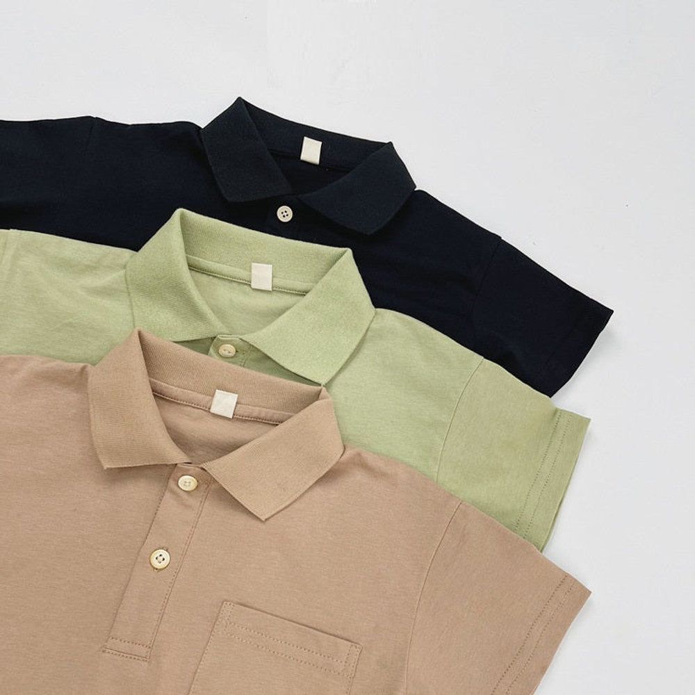 MyKids-USA® Kids Unisex Minimalist and Versatile Short Sleeves Turn-down Collar Children’s Polo Shirt