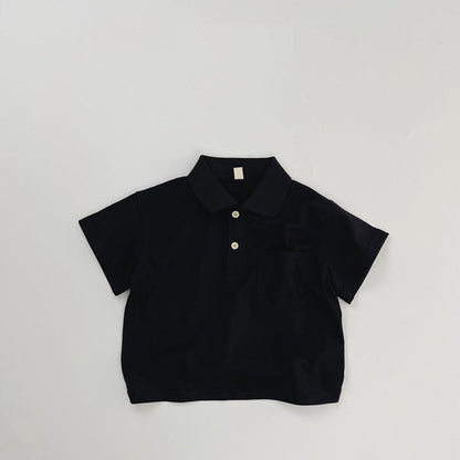 MyKids-USA® Kids Unisex Minimalist and Versatile Short Sleeves Turn-down Collar Children’s Polo Shirt