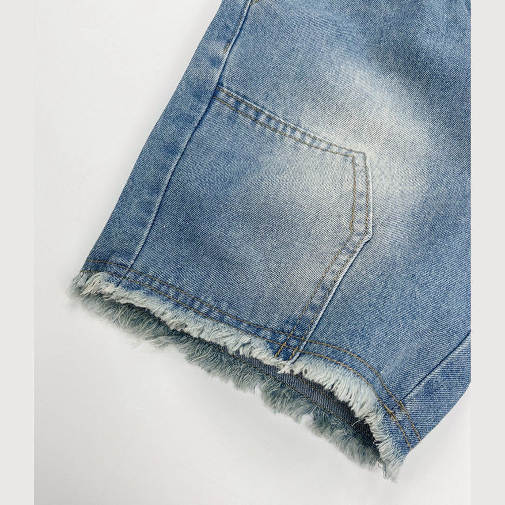 MyKids-USA® Unisex Street Fashion Cool and Casual Washed Denim Shorts