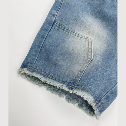 MyKids-USA® Unisex Street Fashion Cool and Casual Washed Denim Shorts