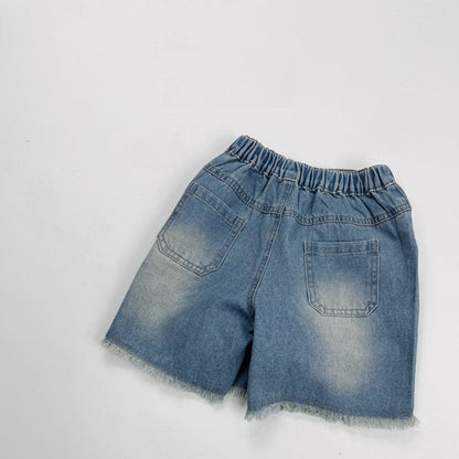 MyKids-USA® Unisex Street Fashion Cool and Casual Washed Denim Shorts