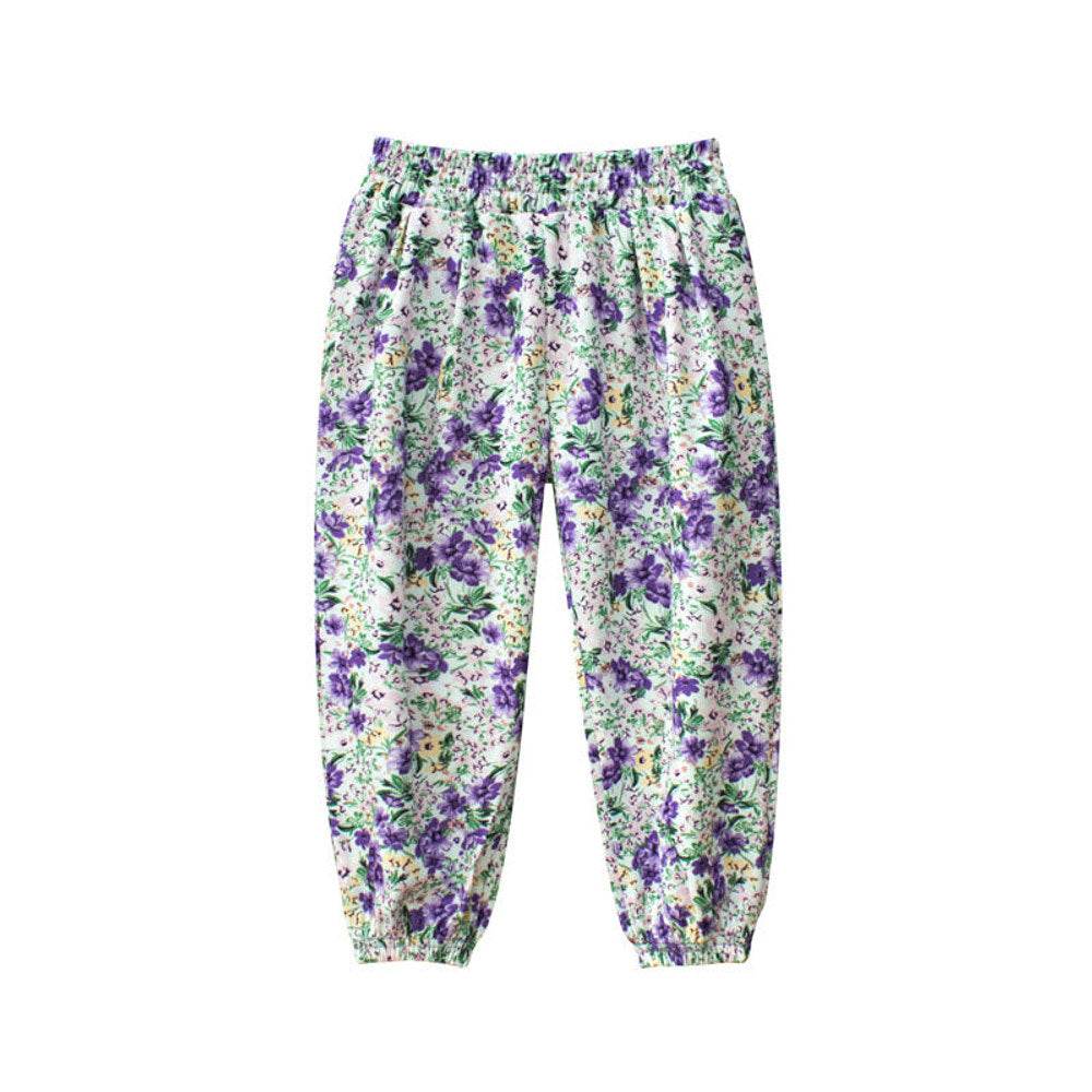 MyKids-USA® Children’s Girls’ Floral Pattern Thin Breathable Pants – Casual Kids Trousers