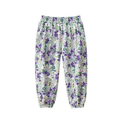 MyKids-USA® Children’s Girls’ Floral Pattern Thin Breathable Pants – Casual Kids Trousers