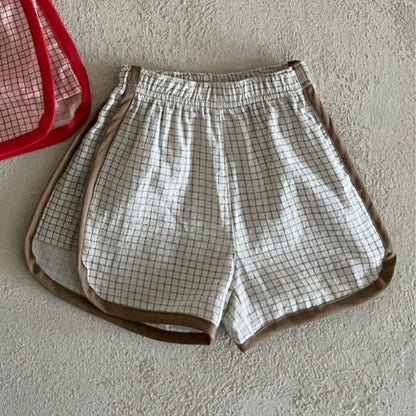 MyKids-USA® Kids Unisex Cotton Casual Style Plaid Pattern Shorts