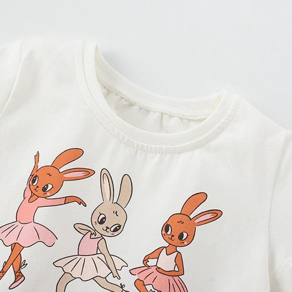 MyKids-USA® Animals Cartoon Pattern Short Sleeves Tulle Patchwork Dress for Stylish Girls