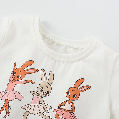 MyKids-USA® Animals Cartoon Pattern Short Sleeves Tulle Patchwork Dress for Stylish Girls