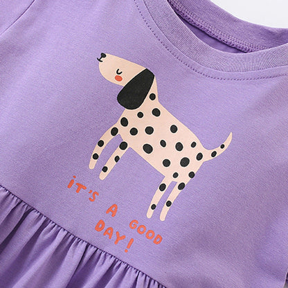 MyKids-USA® Animals Cartoon Pattern Short Sleeves Dress for Stylish Girls
