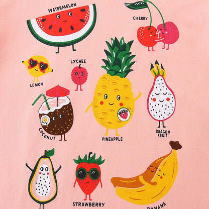 MyKids-USA® Girls’ Cartoon Fruits Pattern T-shirt in European and American Style