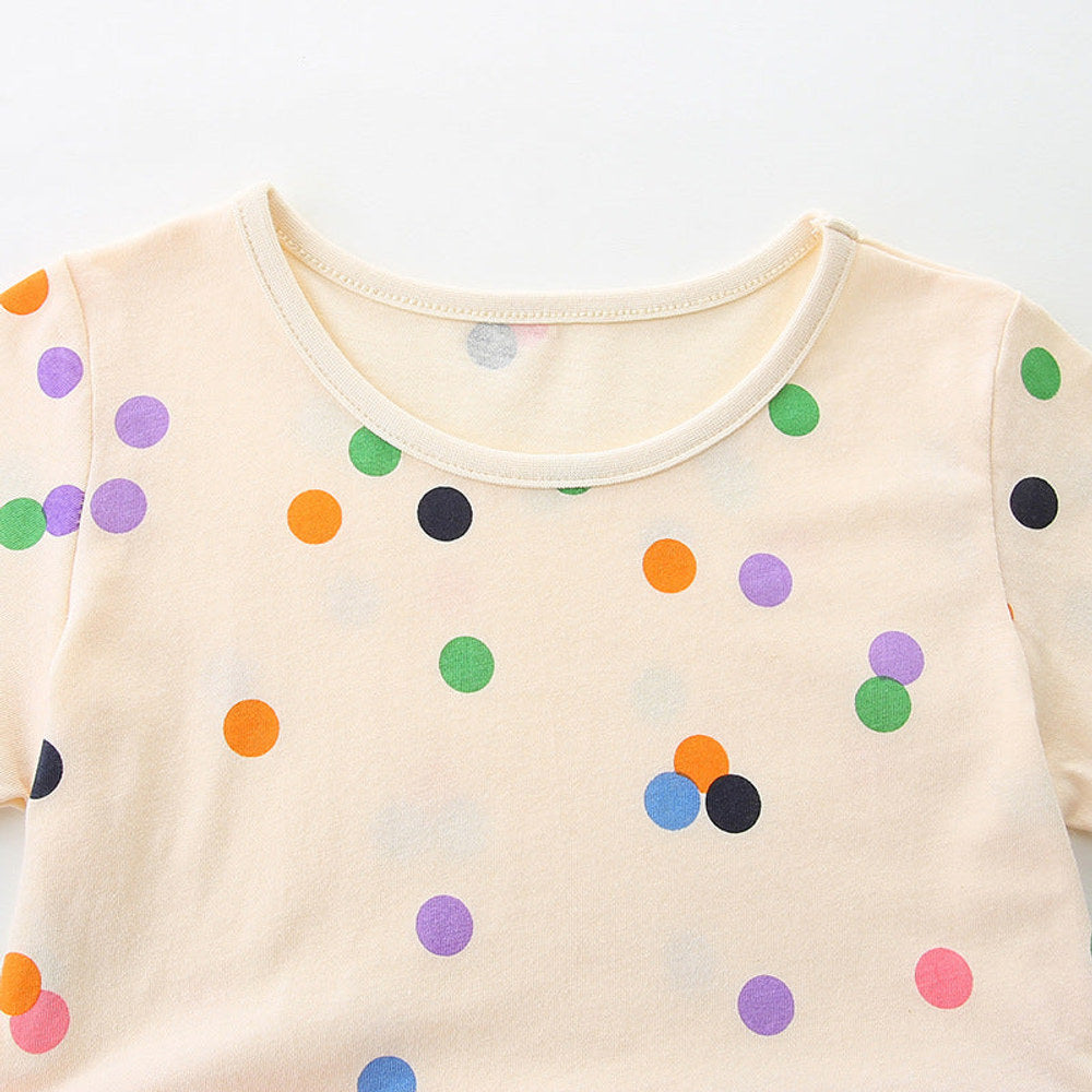 MyKids-USA® Baby Girls Cute Colorful Dots Pattern Short Sleeves Tulle Patchwork Dress
