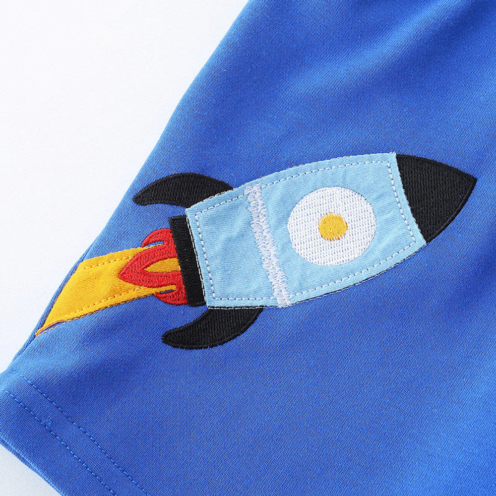 MyKids-USA® Kids Boys Cotton Casual Style Cartoon Rocket Pattern Shorts