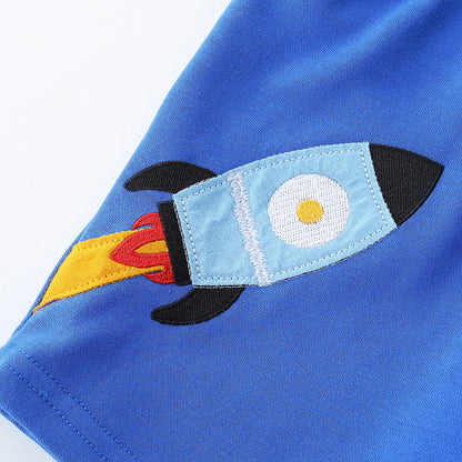 MyKids-USA® Kids Boys Cotton Casual Style Cartoon Rocket Pattern Shorts