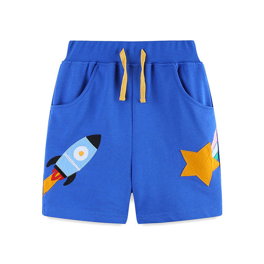 MyKids-USA® Kids Boys Cotton Casual Style Cartoon Rocket Pattern Shorts