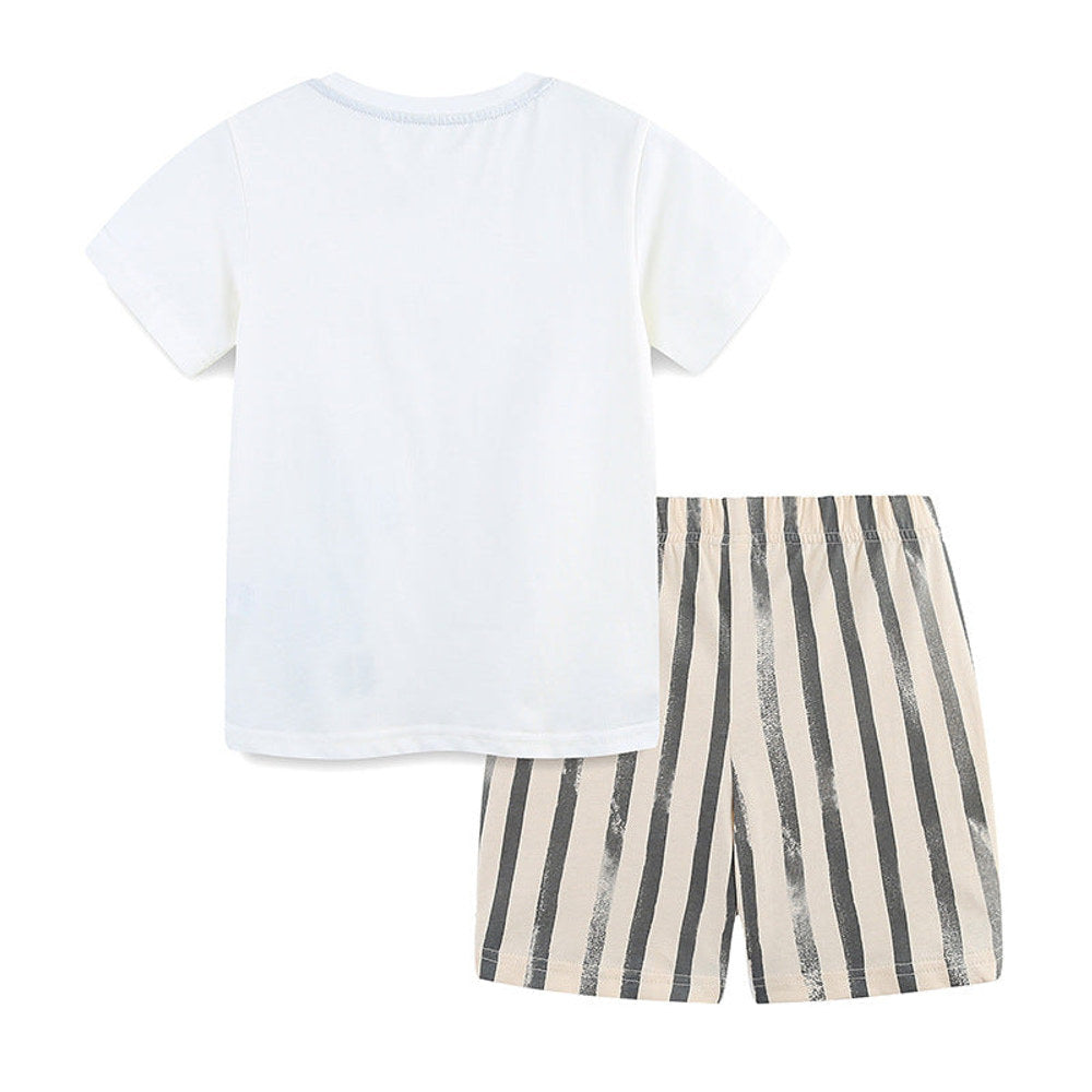 MyKids-USA® Baby Kids Animals Cartoon Pattern T-shirt and Striped Shorts Clothing Set for Boys