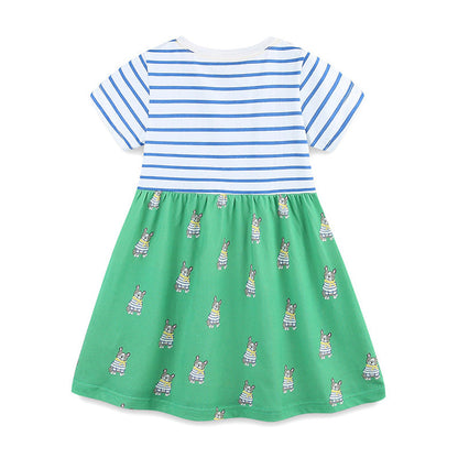 MyKids-USA® Pure Cotton Cartoon Puppy Pattern Short Sleeves Dress for Stylish Girls