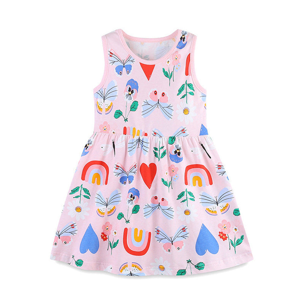 MyKids-USA® Pure Cotton Cute Various Cartoon Pattern Sleeveless Dress for Stylish Girls