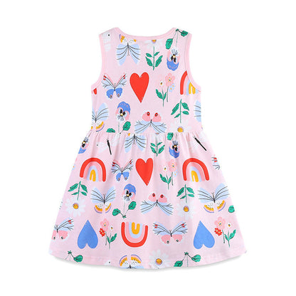 MyKids-USA® Pure Cotton Cute Various Cartoon Pattern Sleeveless Dress for Stylish Girls