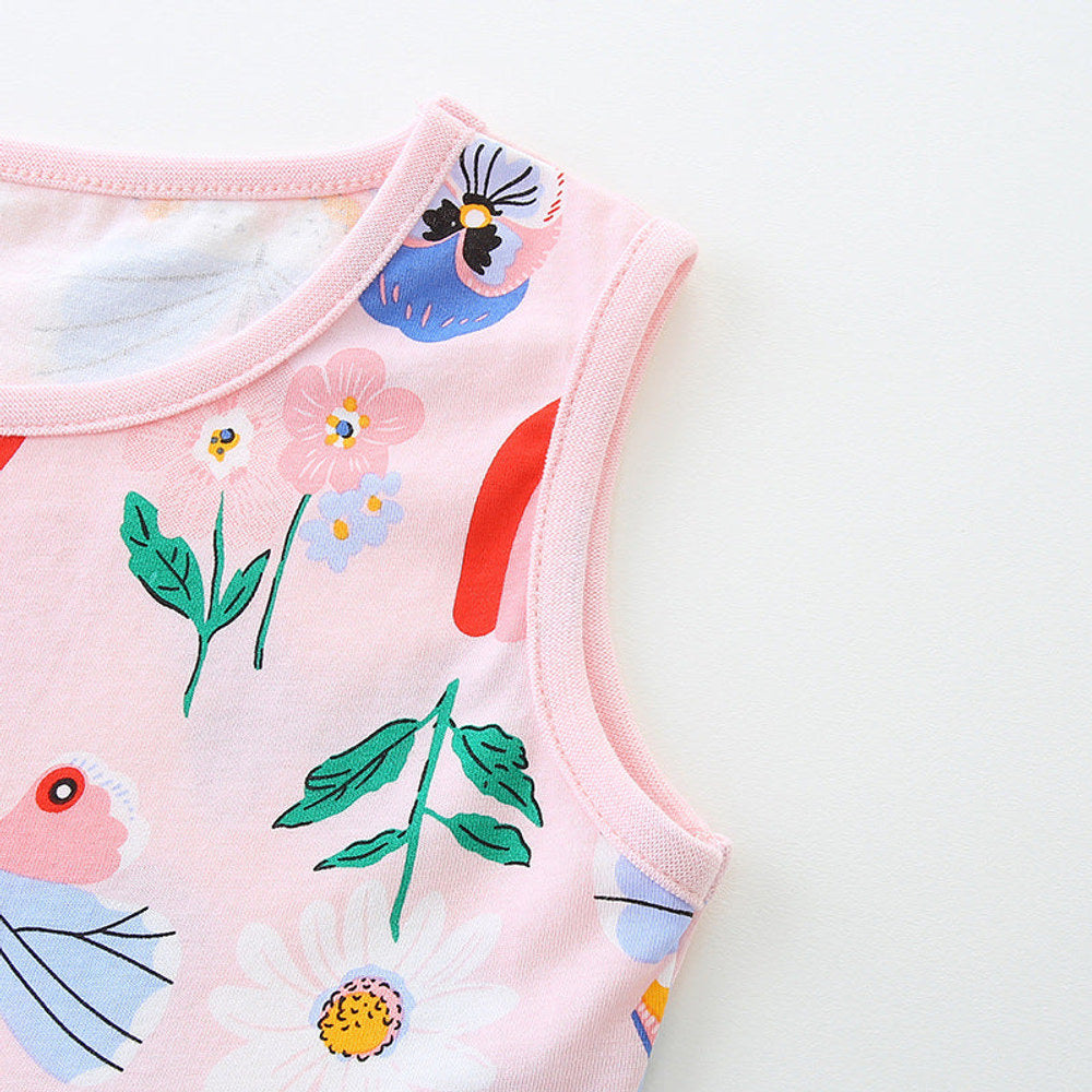 MyKids-USA® Pure Cotton Cute Various Cartoon Pattern Sleeveless Dress for Stylish Girls