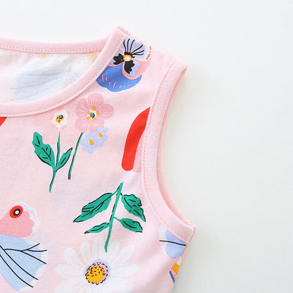 MyKids-USA® Pure Cotton Cute Various Cartoon Pattern Sleeveless Dress for Stylish Girls