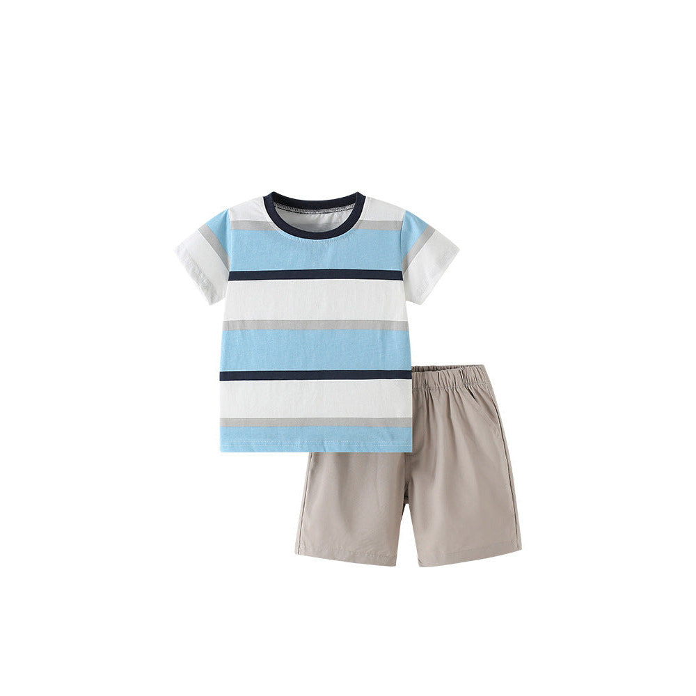 MyKids-USA® Baby Kids Casual Striped Pattern T-shirt and Shorts Clothing Set for Boys