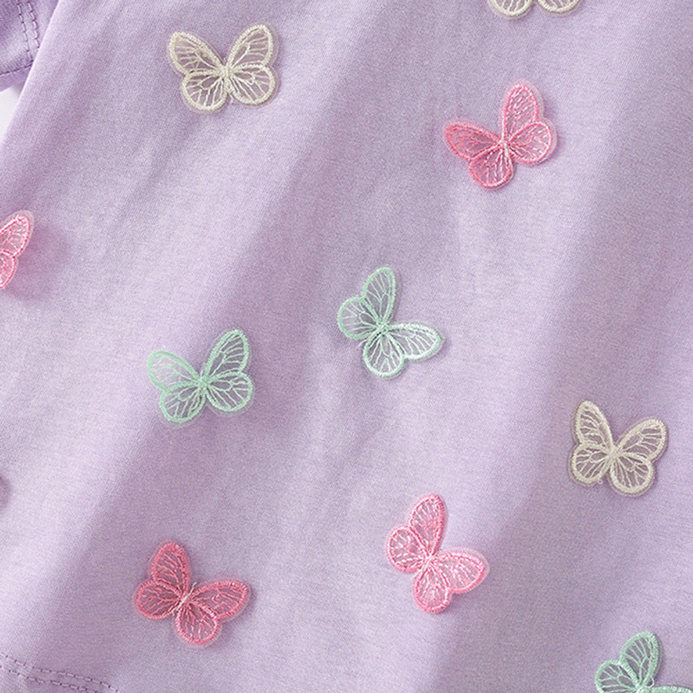 MyKids-USA® Girls’ Butterfly Pattern Decorated T-shirt in European and American Style