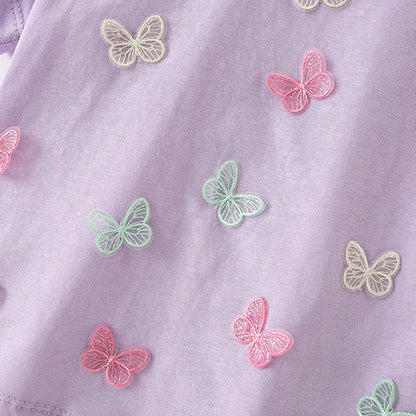 MyKids-USA® Girls’ Butterfly Pattern Decorated T-shirt in European and American Style
