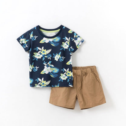 MyKids-USA® Baby Kids Cool Leaves and Letters Pattern T-shirt and Shorts Clothing Set for Boys