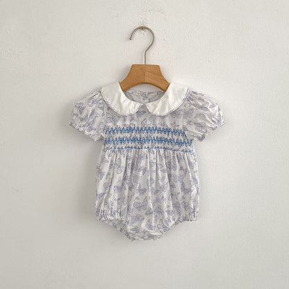 Summer Girls Arrival Butterfly Pattern Short Sleeves bodysuit and Girls’ Dress – Princess Sister Matching Set