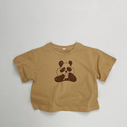 MyKids-USA® Kids Unisex Comfortable Short Sleeves Panda Pattern Top Casual T-shirt