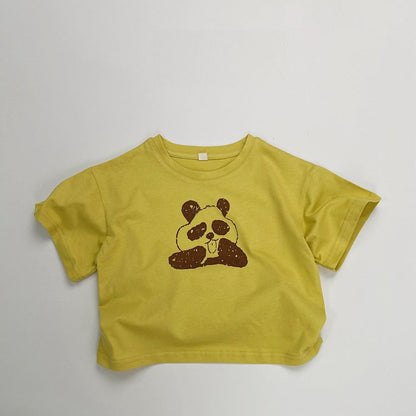MyKids-USA® Kids Unisex Comfortable Short Sleeves Panda Pattern Top Casual T-shirt